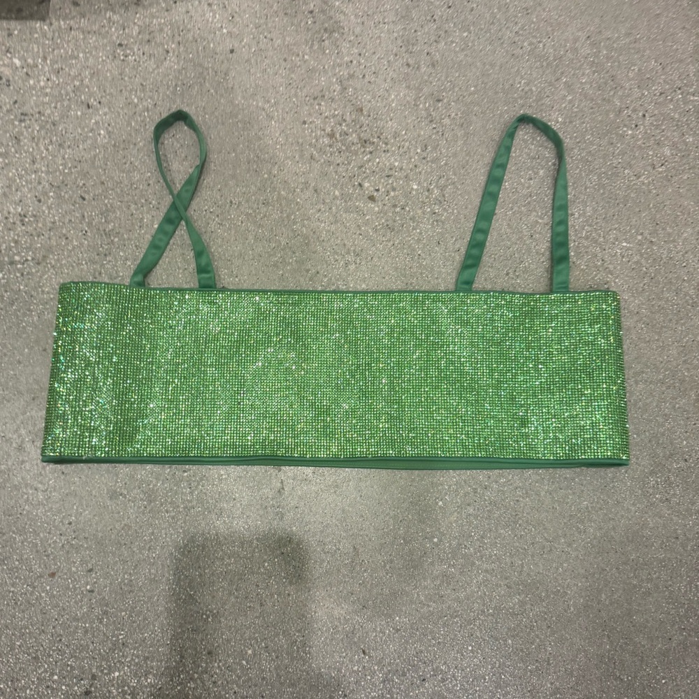 Finesse Green Crystal Bra Top Peridot Small Nué Studio Style Boxy Bralette Crop